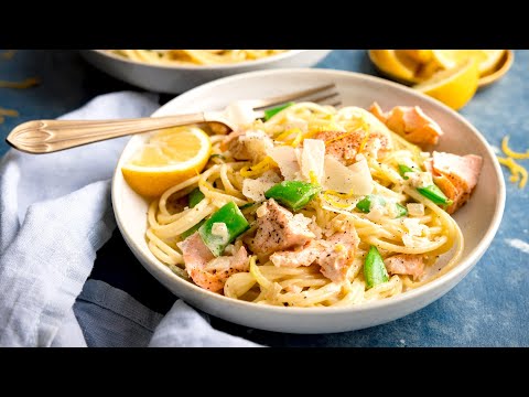 A delicious Pan Fried Salmon with Creamy Lemon Sauce recipe that's on the table in under 20 minutes