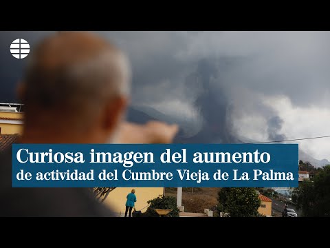 Curiosa imagen de cómo aumenta la actividad explosiva del volcán de La Palma