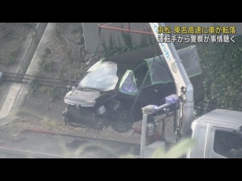 YouTube Video 乗用車が橋から東名高速道路に転落 運転手は子供2人を車内に残して立ち去ったが警察が見つけ事情を聞く 浜松市中央区