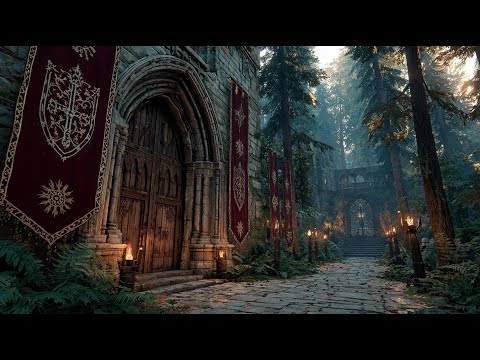Crimson Banners at the Whispering Forest Abbey | Medieval Fantasy Music & Animated Ambience