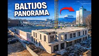 Baltijos panorama iš statybų aikštelės Klaipėdoje | Vaizdai iš drono