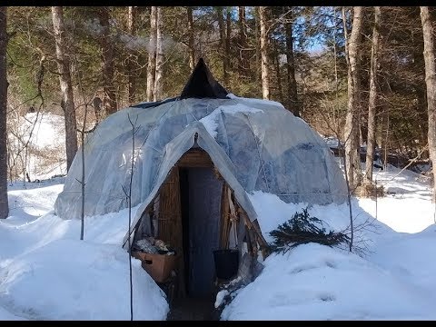 Better Version: $100 Leaf Insulated Wigwam Cold Winter Shelter with Rocket Mass Heater
