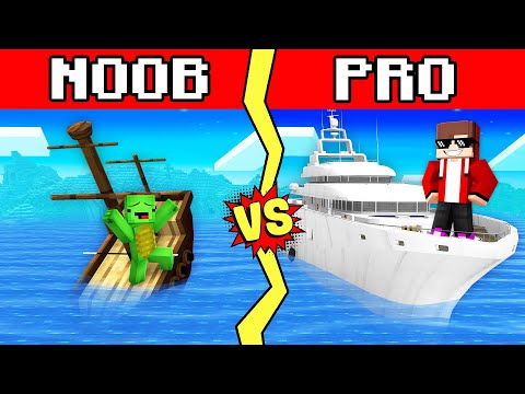 EPIC BOAT BATTLE in Minecraft! Noob vs Pro Challenge - Maizen Mazien Parody