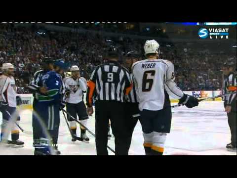 Shea Weber hits Daniel Sedin (Predators & Canucks) NHL May 7, 2011