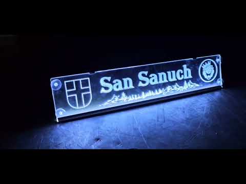 LED табличка для автомобиля с надписью "San Sanuch" герб Волинской области (500*100мм) - фото 1 - id-p2939103578