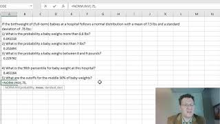 MAT240 Module 4: Normal and T Probabilities in Excel