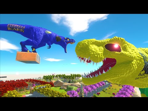 Ikaris T-rex Vs Biggest Dr.Octopus Rescue Death Run Trap Sword-Animal Revolt Battle Simulator