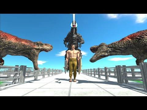 Escape From Godzilla Atomic Breath And T-Rex! - With Commentary - Animal Revolt Battle Simulator