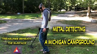 Metal Detecting A Michigan Campground For Coins - Marshall Metal Detecting