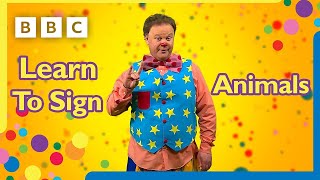 Learn to sign Animals 🐑🐖🐒🐂 | Mr Tumble and Friends