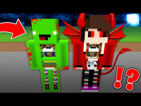 Adventure Craft - What's Inside JJ.EXE and Mikey.EXE Houses After Midnight? - Minecraft Challenge - Maizen Parody