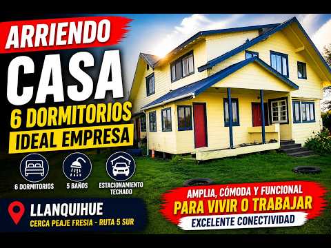 Arriendo casa en Llanquihue 6 dormitorios ideal empresa o familia cerca Ruta 5 Sur y peaje Fresia