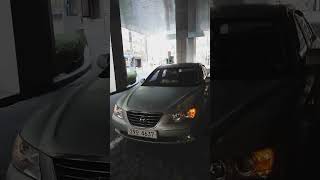 Blinker in empty car park of city hall on Sunday