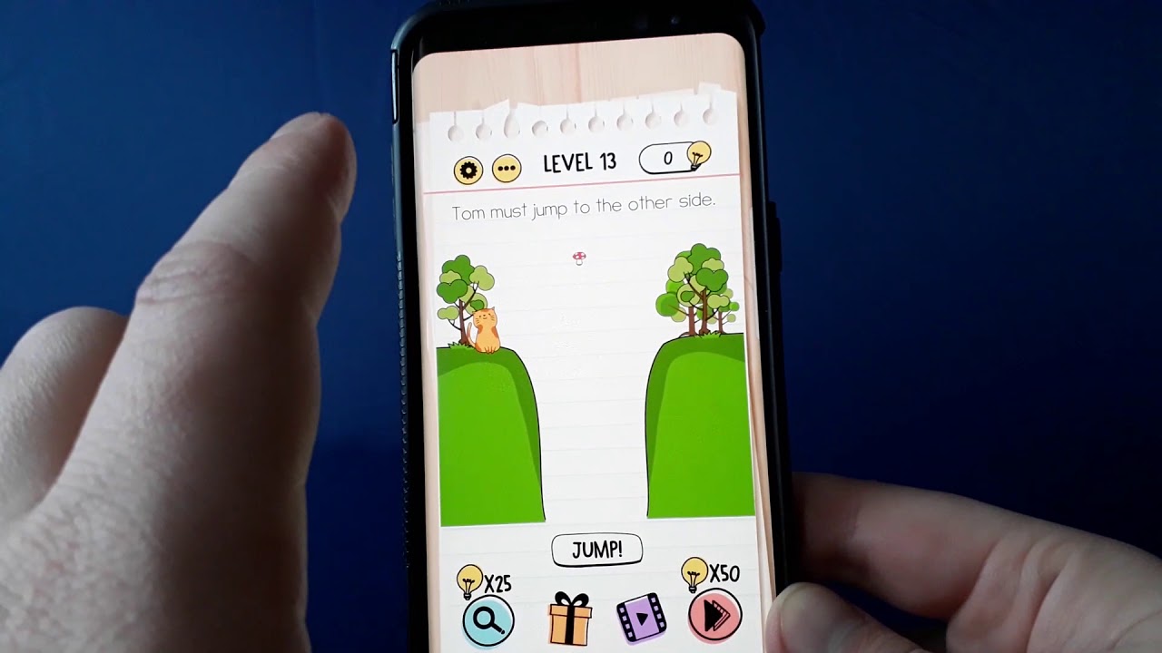 Brain Test Tom must jump to the other side