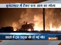 Fire breaks out in an oil tanker at NH-91 highway in Bulandshr