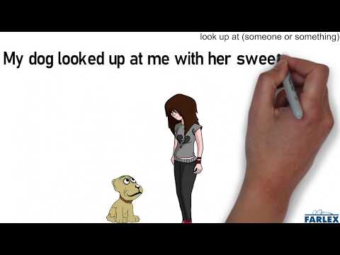 look up at (someone or something)