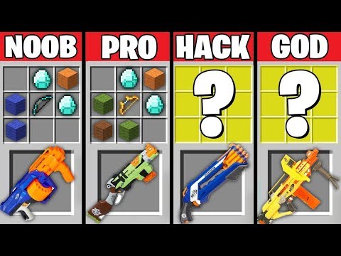 Minecraft Battle: NOOB vs PRO vs HACKER vs GOD : SUPER NERF GUNS CRAFTING Challenge in Minecraft