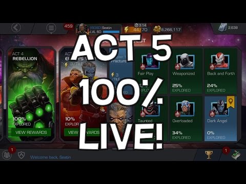 Act 5 Elder's War 100% Clear LIVE Part 1 (1.1,1.2,1.3) - Marvel Contest Of Champions