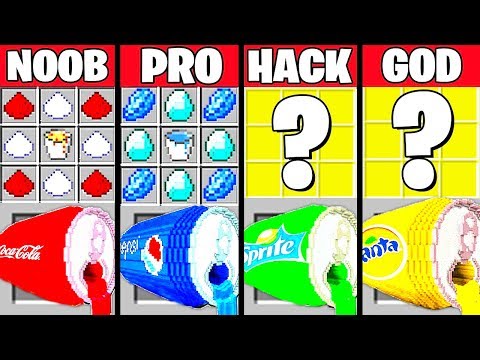 Minecraft Battle: SUPER SODA CRAFTING CHALLENGE - NOOB vs PRO vs HACKER vs GOD ~ Funny Animation