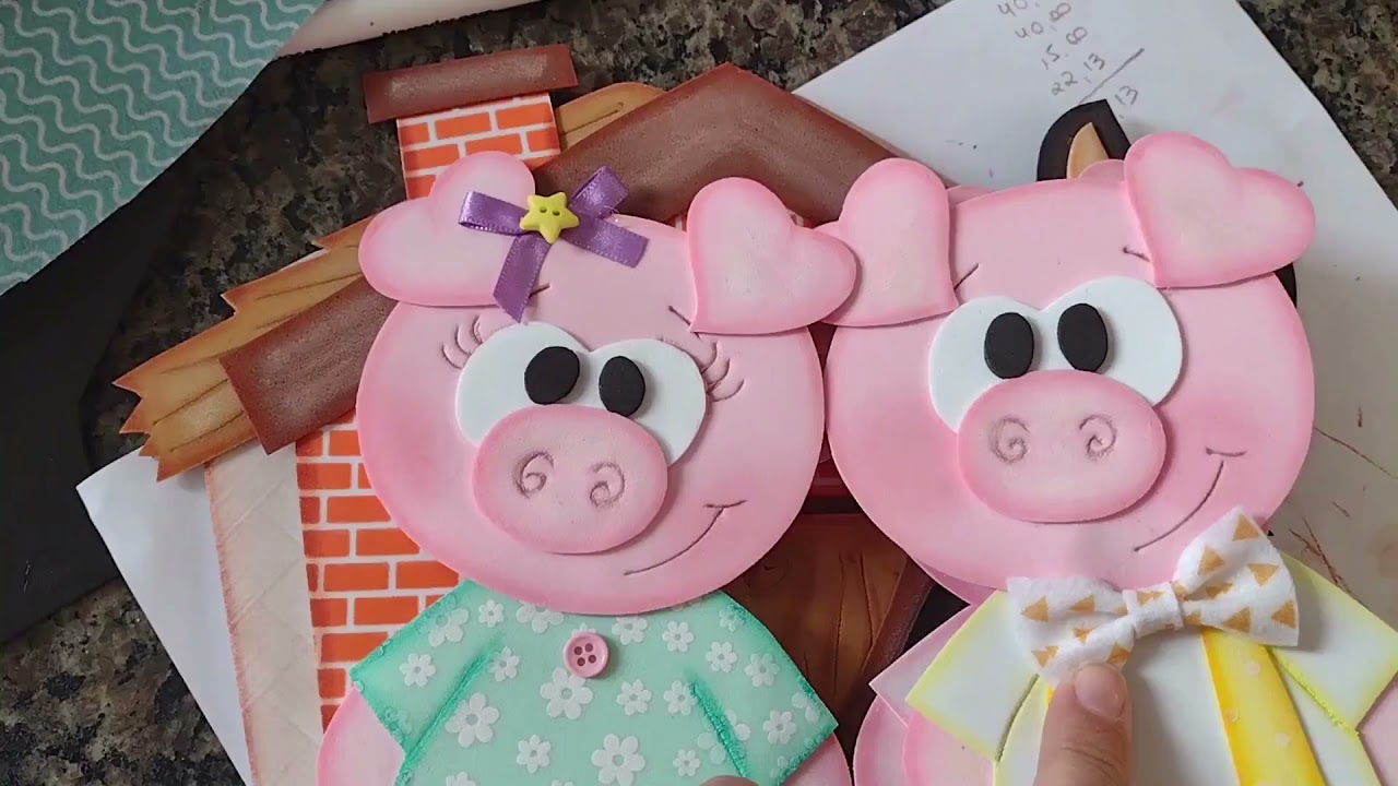 #VEDA13 - VLOG PRODUÇÃO: SACOLA CENÁRIO E KIT 3 PORQUINHOS EM EVA //GISLAINE TRINDADE