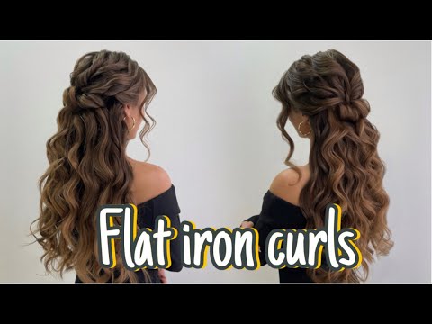 Half up half down hairstyle: Flat iron curls for Long,...