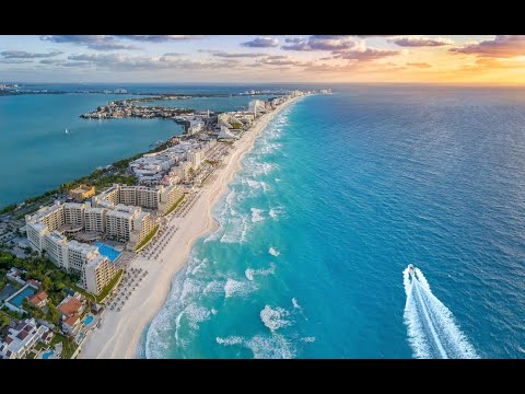 Flying over Cancun, Mexico (4K)