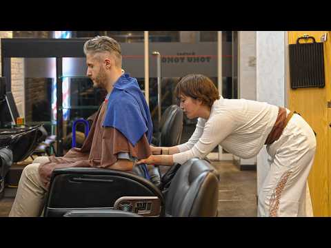 💈(ASMR) She Nailed It Again! Japanese Barbering Full Service – Haircut, Shampoo, Shave & Massage