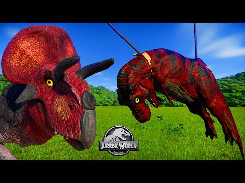 Doe T-Rex vs Kenner Rex vs Demon Spinosaurus vs Ultimasaurus vs Carnotaurus Dinosaurs Fighting