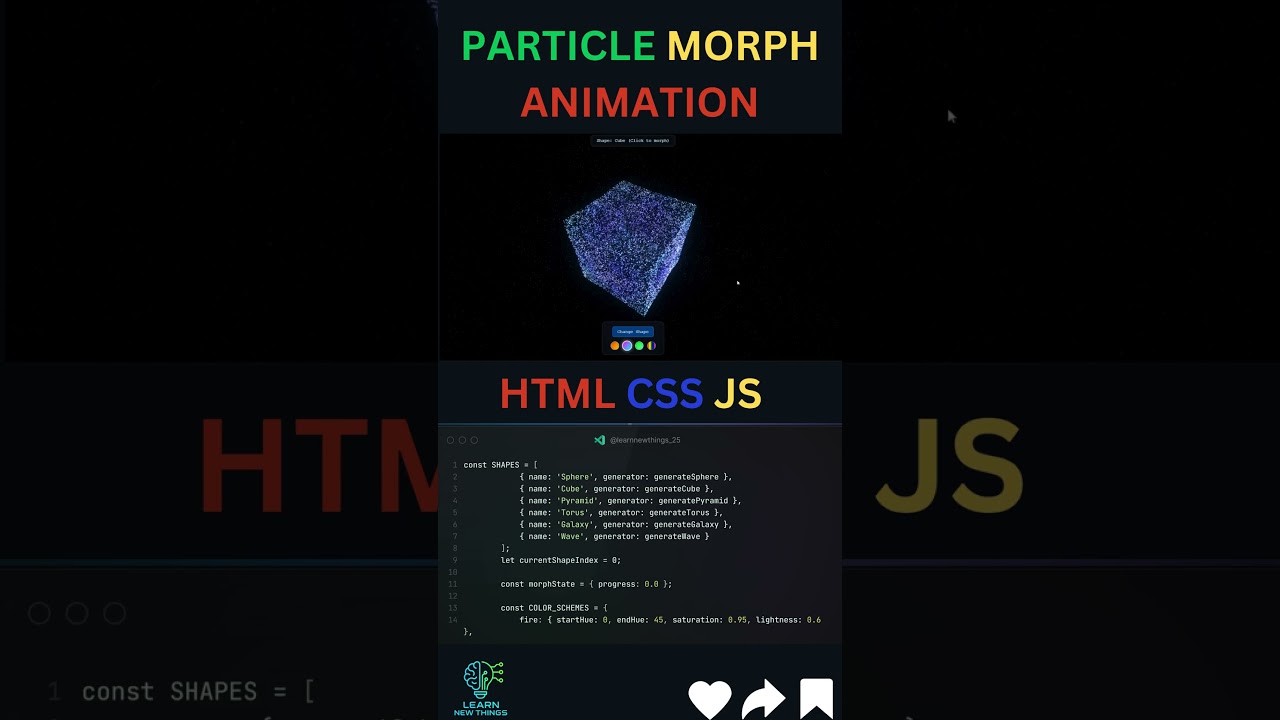 3D Particle Morph Animation | Three.js Project | WebGL Magic ✨ | Learn New Things