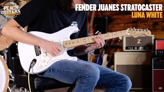 Video thumbnail for No Talking...Just Tones | Fender Juanes Stratocaster | Maple - Luna White by Peach Guitars