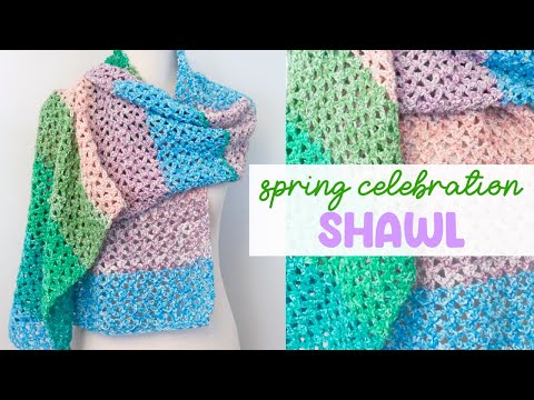 Spring Celebration Crochet Shawl (EASY One Row Repeat!)
