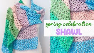 Spring Celebration Crochet Shawl (EASY One Row Repeat!)