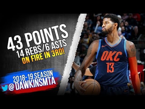 Paul George Full Highlights 2018 12 22 Thunder vs Jazz   43 Pts 14 Rebs 6 Asts!  FreeDawkins