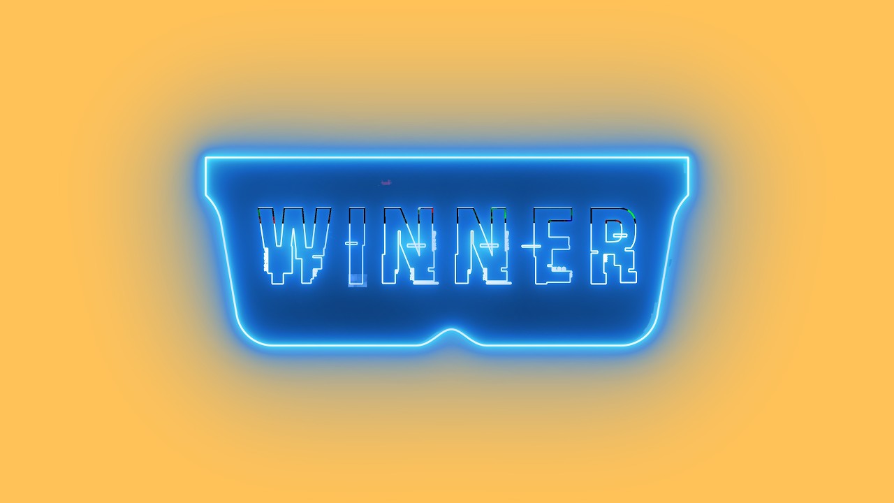 Neon Cyberpunk Futuristic Glasses With Winner Text