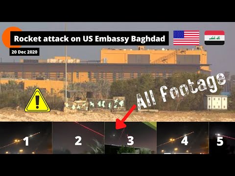 💥 C-RAM engagement footage from 20 December 2020 rocket attack on US Embassy, Baghdad, Iraq (BRRRT)