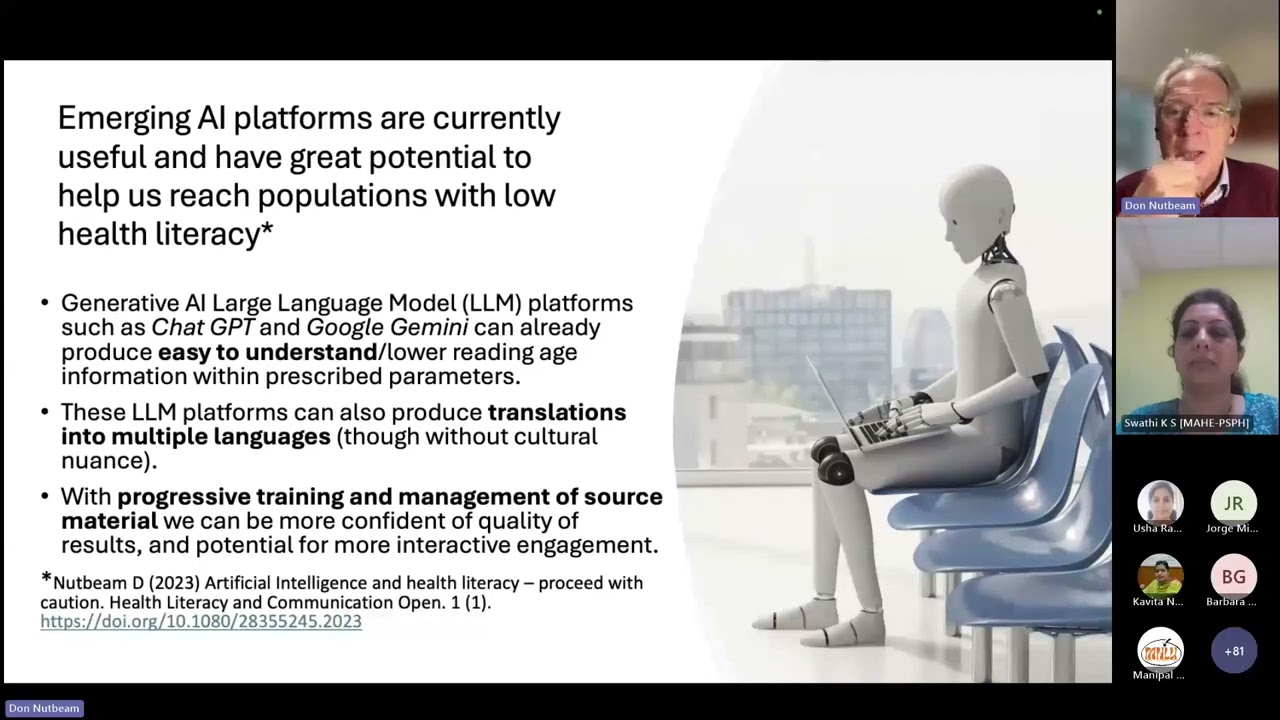 MHLU Webinar: The Use of Artificial Intelligence in Improving Health Literacy