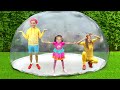 Maya and Mary and Collection Kids Songs with Inflatable House