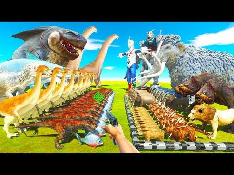 King Shark VS Mammoth | Ice Age Animal VS Carnivore Dinosaurs - Animal Revolt Battle Simulator