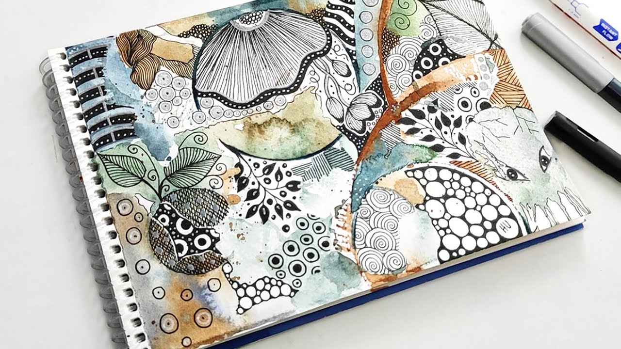 Watercolor Zentangle Art | Zentangle Over Watercolor Tutorial