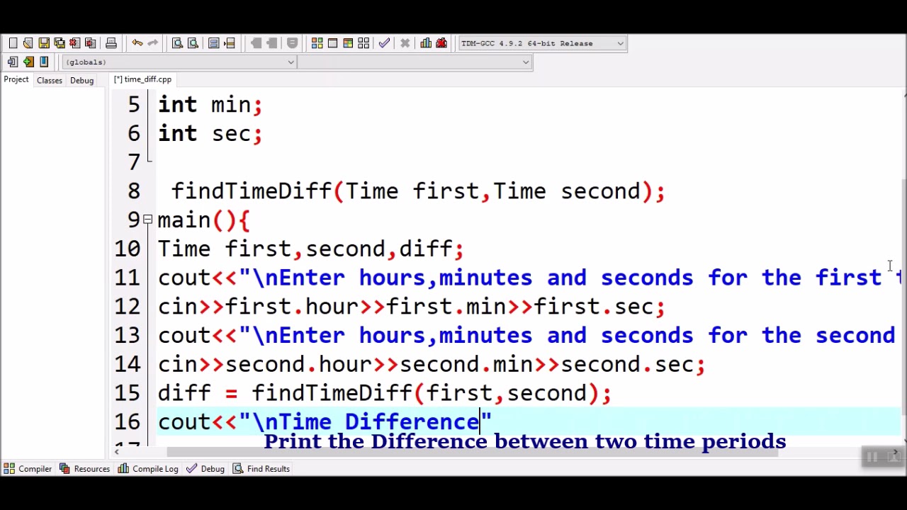 How to Calculate Difference Between Two Time Periods Using Structures in C++