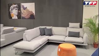 2 Seater Fabric Sofa with Chaise and Headrest - Wallu | The Furniture People