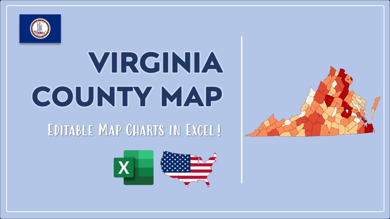 Virginia County Map in Excel - Counties List and Population Map