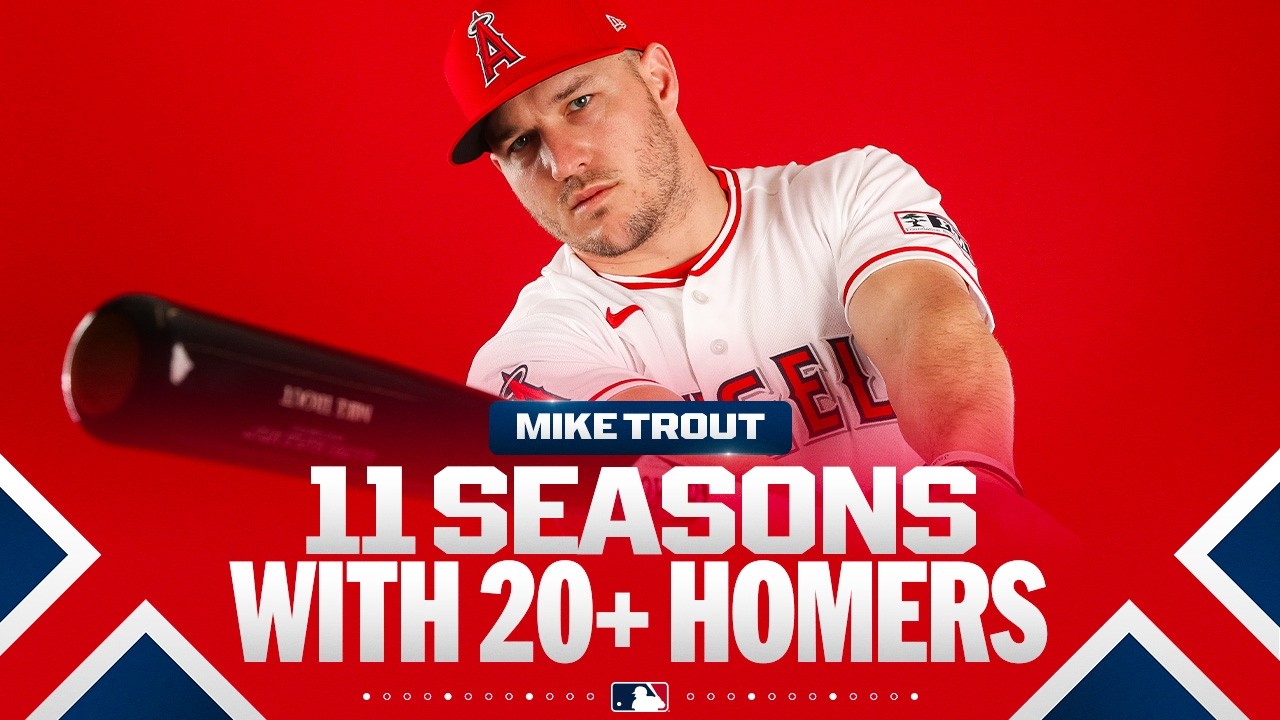 Mike Trout has 20+ home runs in an MLB season for the ELEVENTH time in his career! | MLB Highlights