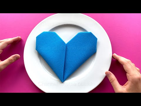 Servietten falten Herz - Tischdeko selber machen