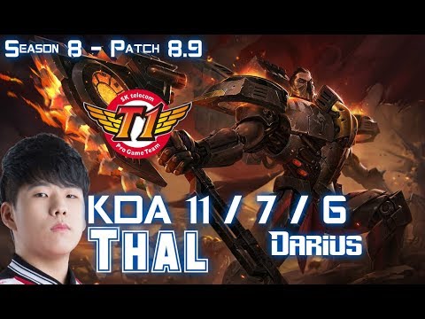 SKT T1 Thal DARIUS vs IRELIA Top - Patch 8.9 KR Ranked