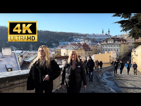 Prague Winter Walk 2024 | Snowy Virtual Stroll 4K HDR (With Chapters)