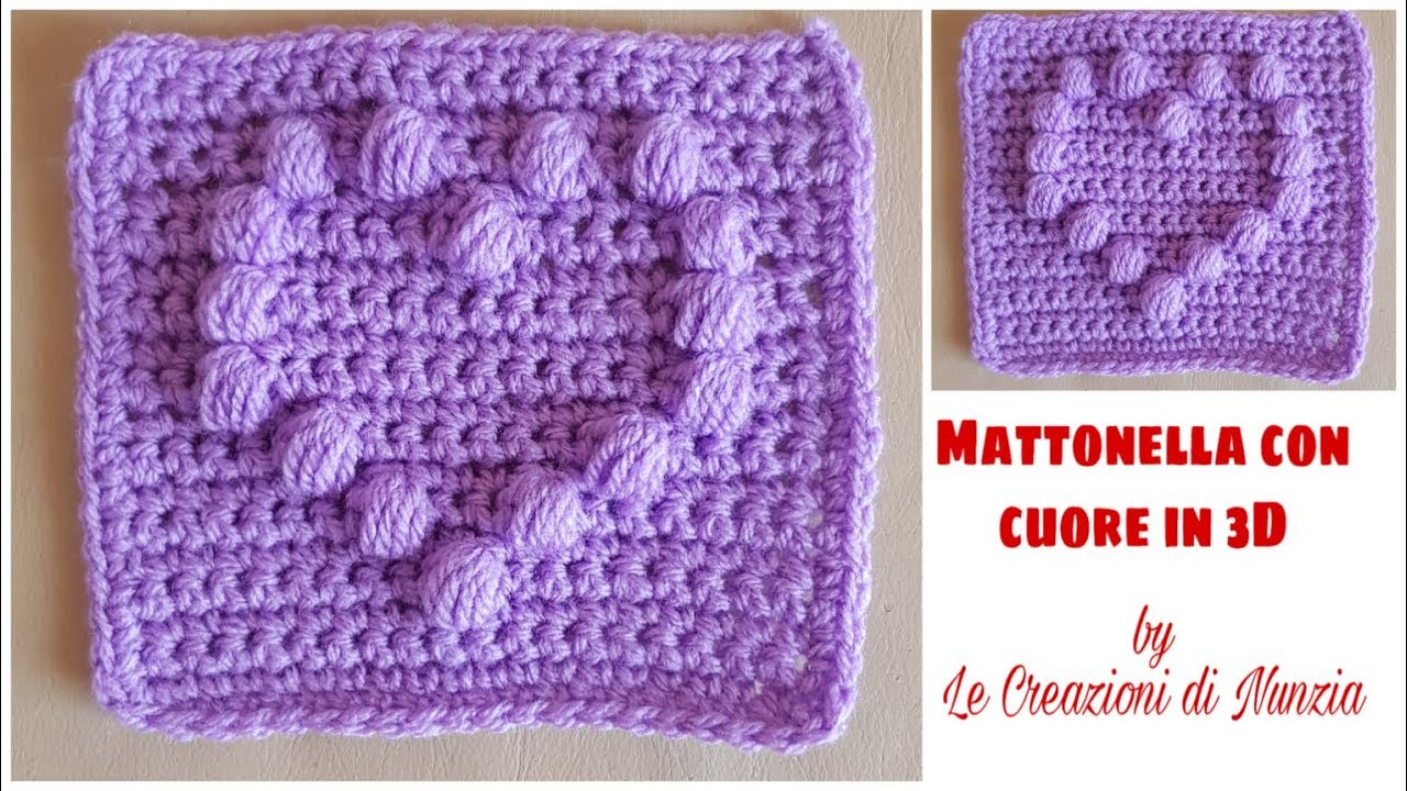 PIASTRELLA CON CUORE IN 3D... A UNCINETTO !!!