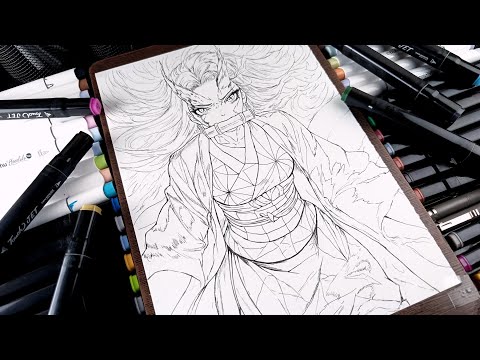 Nezuko Demon Form Drawing Outline part-1 (Demon Slayer)
