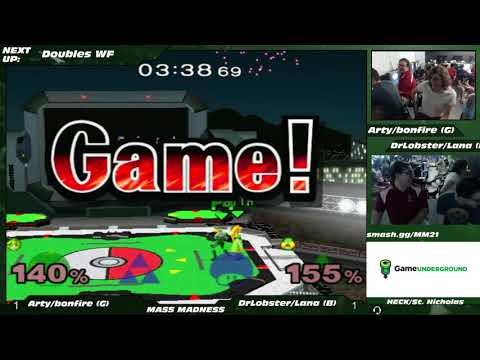 Mass Madness 21 SSBM - Arty/bonfire10 (Green) vs. DrLobster/Lana Del Krey (Blue) - Melee Doubles WF