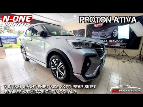 perodua ativa gear up 5 in 1 set front skirt side skirt rear skirt spoiler with daylight & colour.